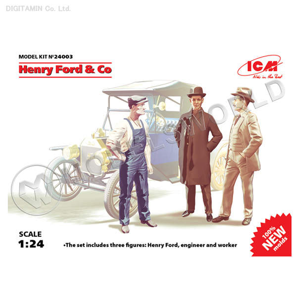 Склеиваемая пластиковая модель Генри Форд и Ко (3 фигуры). Масштаб 1:24 - фото 1