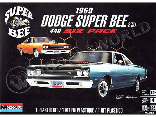 Склеиваемая пластиковая модель Автомобиль Dodge Super Bee 1969 г. Масштаб 1:25 - фото 1