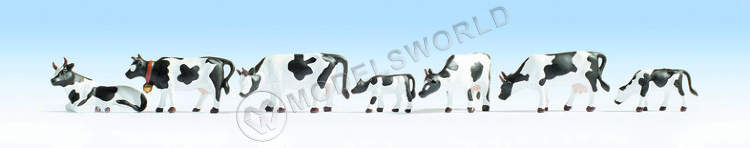 Фигурки пятнистых коров, 7 шт. Масштаб H0 - фото 1