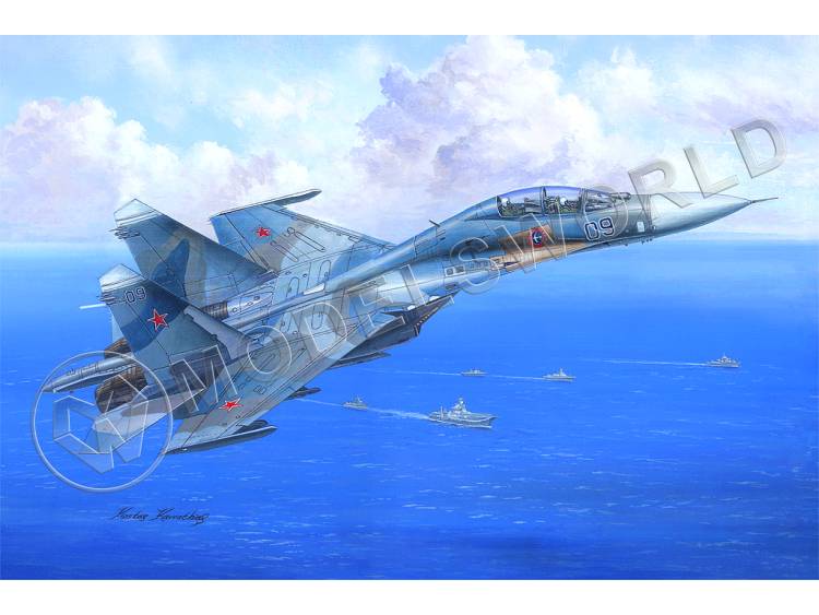 Склеиваемая пластиковая модель Истребитель Su-27UB Flanker C. Масштаб 1:48 - фото 1