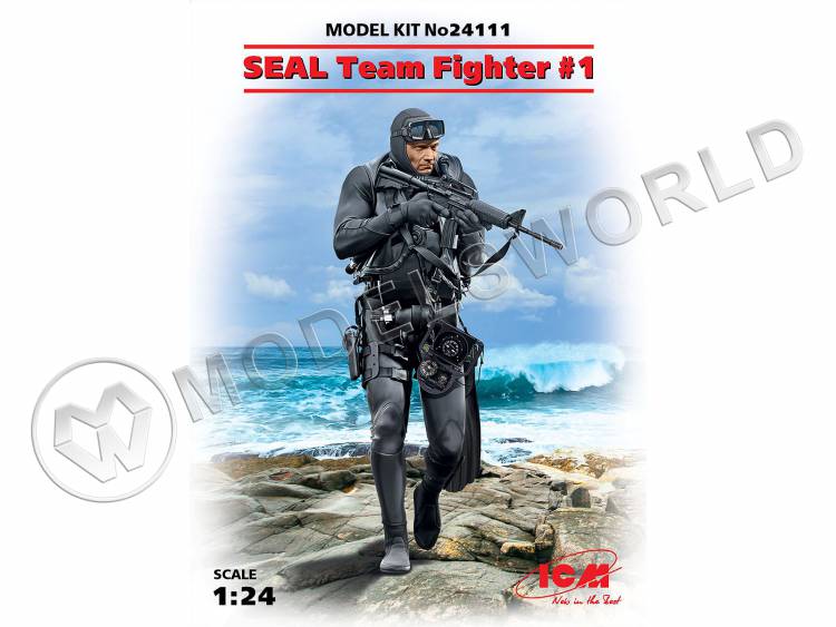 Фигура Боец группы SEAL №1. Масштаб 1:24 - фото 1