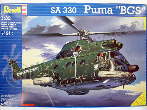 Склеиваемая пластиковая модель вертолет SA330 Puma "BGS". Масштаб 1:32 - фото 1