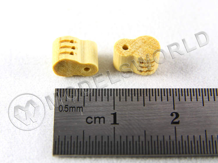 Комель-блок трехшкивный, самшит, 8 мм, 2 шт - фото 1