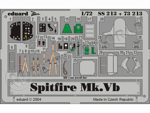 Фототравление для модели Spitfire Mk. Vb, Tamiya. Масштаб 1:72
