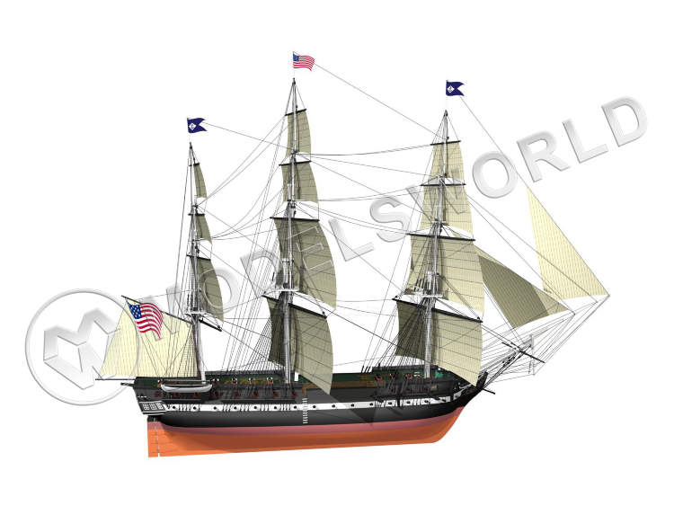 Деревянная модель корабля USS CONSTITUTION. Масштаб 1:100 - фото 1