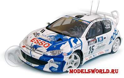 Склеиваемая пластиковая модель автомобиля Peugeot 206 WRC. Масштаб 1:24 - фото 1