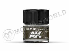 Акриловая лаковая краска AK Interactive Real Colors. RLM 81 Version 1. 10 мл