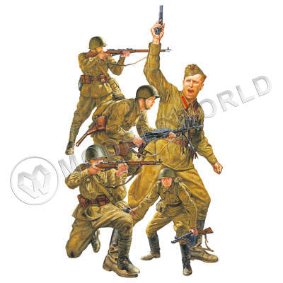 Фигуры советские пехотинцы 1941-42 г. (5 фигур). Масштаб 1:35 - фото 1