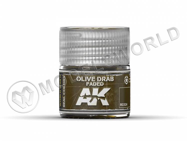 Акриловая лаковая краска AK Interactive Real Colors. Olive Drab Faded. 10 мл - фото 1
