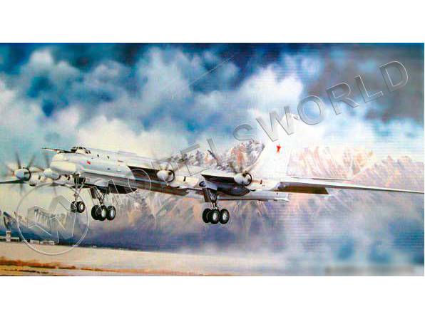 Склеиваемая пластиковая модель стратегический бомбардировщик Tu-95MS Bear-H. Масштаб 1:72 - фото 1