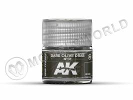Акриловая лаковая краска AK Interactive Real Colors. Dark Olive Drab Nº31. 10 мл