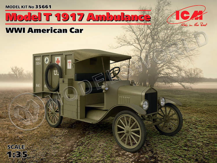 Склеиваемая пластиковая модель Model T 1917 санитарная, Американский автомобиль І МВ. Масштаб 1:35 - фото 1
