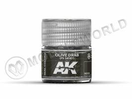 Акриловая лаковая краска AK Interactive Real Colors. Olive Drab FS 34087. 10 мл