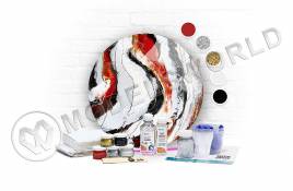 Набор "Resin Art PREMIUM" №8 для создания картины из эпоксидной смолы (пигментная паста - томатная, белая, серебристая, золотистая, черная)