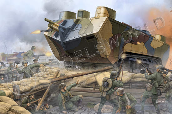 Склеиваемая пластиковая модель Французский тяжелый танк St. Chamond (ранний). Масштаб 1:35 - фото 1