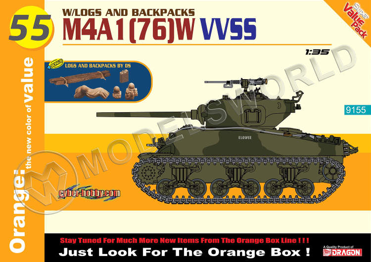 Склеиваемая пластиковая модель Американский танк M4A1(76)W VVSS HULL. Масштаб 1:35 - фото 1