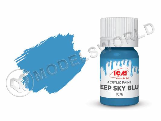 Акриловая краска ICM, цвет Глубокий небесно-голубой (Deep Sky Blue), 12 мл