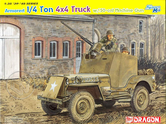 Склеиваемая пластиковая модель Американский джип Willys 1/4 Ton 4x4 Truck w/.50-cal Machin e Gun. Масштаб 1:35 - фото 1