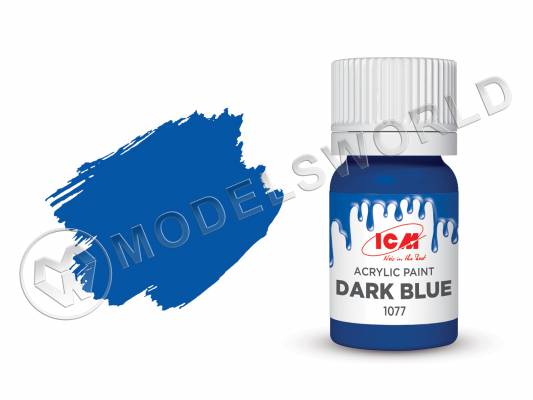 Акриловая краска ICM, цвет Тёмно-синий (Dark blue), 12 мл