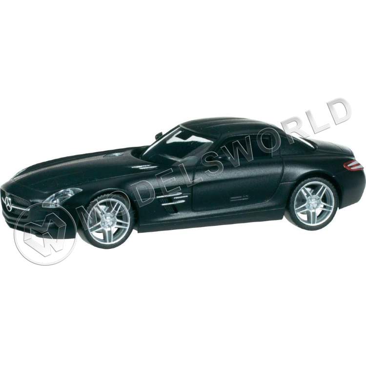 Модель автомобиля Mercedes-Benz SLS AMG, чёрный. H0 1:87 - фото 1