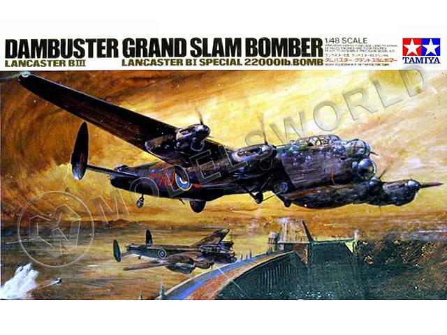 Склеиваемая пластиковая модель самолета Dambuster Grand Slam Bomber Lancaster BI Special 22000IB Bomb + Дополнения. Масштаб 1:48 - фото 1
