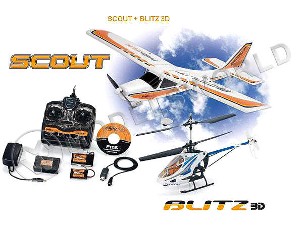 Комплект из радиоуправляемых моделей самолета и вертолета FLIGHTBOX BLITZ 3D SCOUT - фото 1