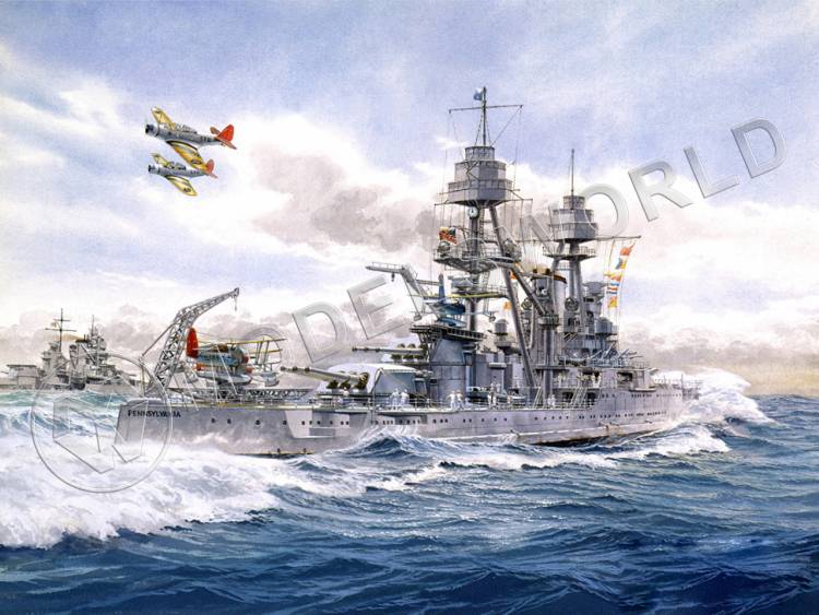 Склеиваемая пластиковая модель Линкор U.S.S. Pennsylvania BB-38, 1944. Масштаб 1:700 - фото 1