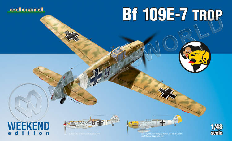 Склеиваемая пластиковая модель Bf 109E-7 trop. Масштаб 1:48 - фото 1