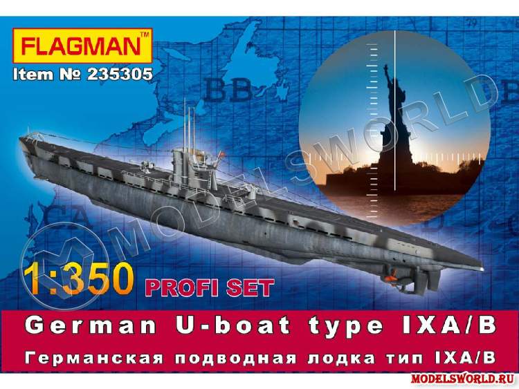Склеиваемая пластиковая модель German U-boat type IX A/B. Масштаб 1:350 - фото 1