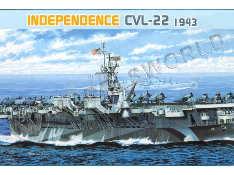 Склеиваемая пластиковая модель Авианосец U.S.S. Independence CVL-22, 1943. Масштаб 1:700 - фото 1