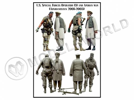 Фигуры Американский спецназовец и афганский житель, Афганистан 2001-2003. Масштаб 1:35