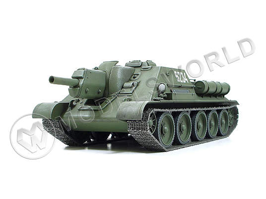 Склеиваемая пластиковая модель советский истребитель танков СУ-122 образца 1943 года. Масштаб 1:48 - фото 1