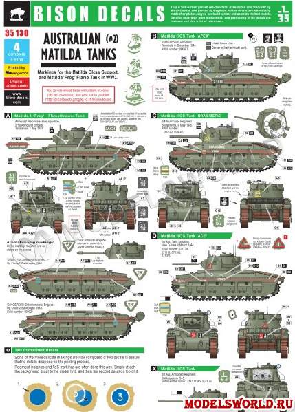Деколь Australian (#2) Matilda Tanks. Масштаб 1:35 - фото 1