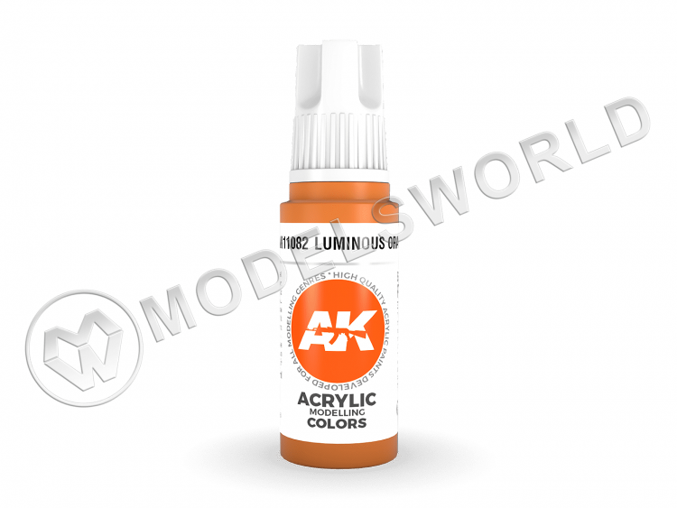 Акриловая краска AK Interactive 3rd GENERATION Standard. Luminous Orange. 17 мл - фото 1