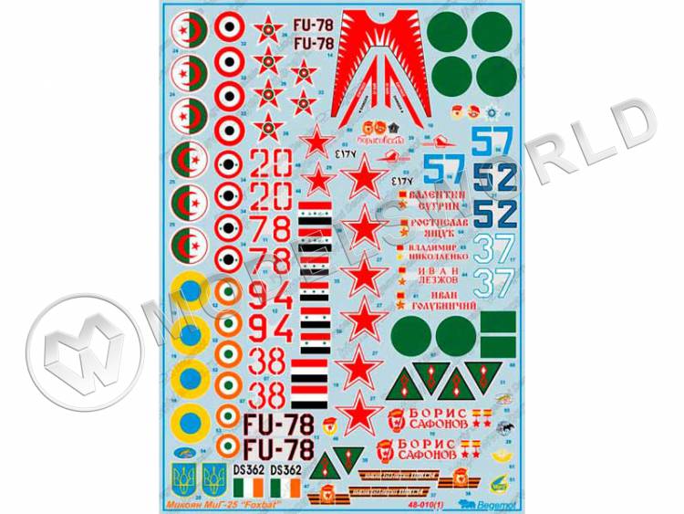 Декаль Микоян МиГ-25. Масштаб 1:48 - фото 1