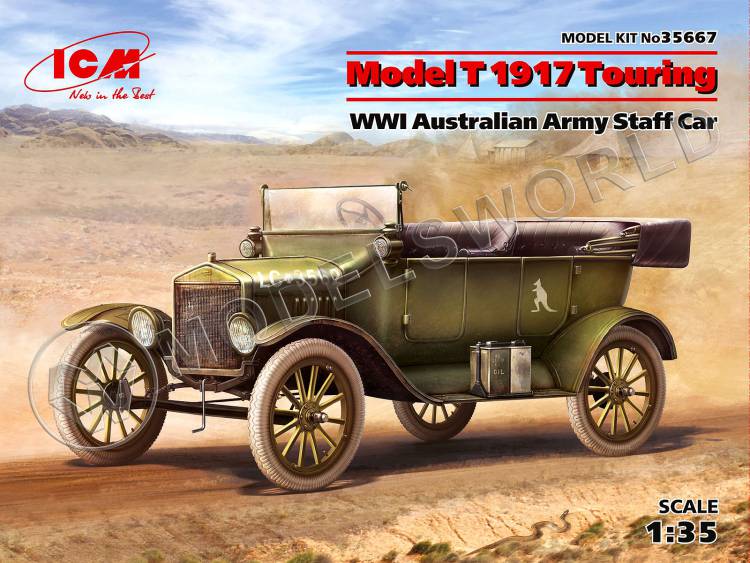 Склеиваемая пластиковая модель T 1917 Туринг, Штабной автомобиль армии Австралии І МВ. Масштаб 1:35 - фото 1