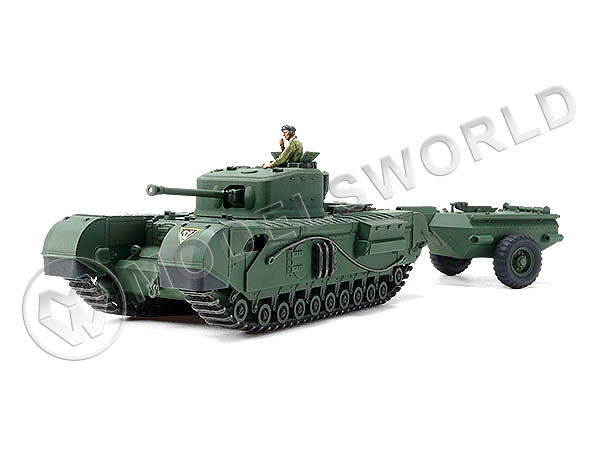 Склеиваемая пластиковая модель британский танк Churchill Mk.VII Crocodile с огнеметом. Масштаб 1:48 - фото 1