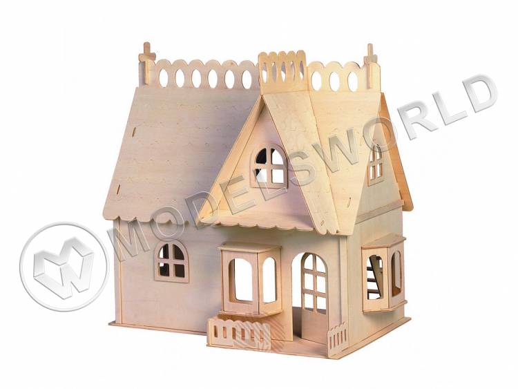 Сборная деревянная модель Дом с портиком малый - фото 1