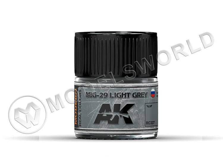 Акриловая лаковая краска AK Interactive Real Colors. MIG-29 Light Grey. 10 мл - фото 1