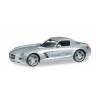 Модель автомобиля Mercedes-Benz SLS AMG, серебристый. H0 1:87