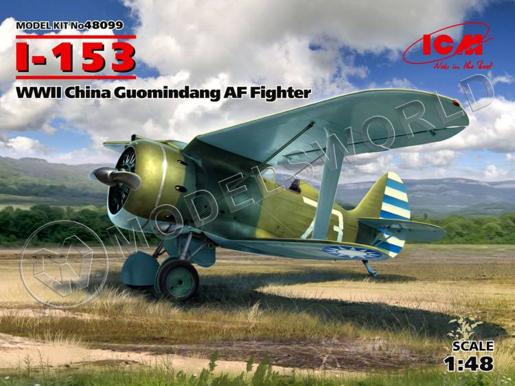 Склеиваемая пластиковая модель И-153, Истребитель ВВС Китая ІІ МВ. Масштаб 1:48 - фото 1