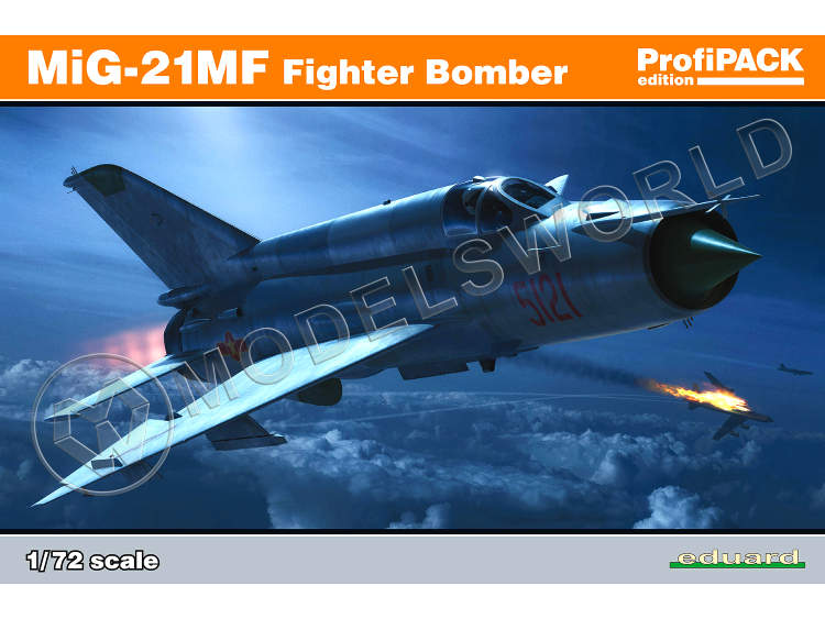 Склеиваемая пластиковая модель Истребитель-бомбардировщик МиГ-21MF. Масштаб 1:72 - фото 1