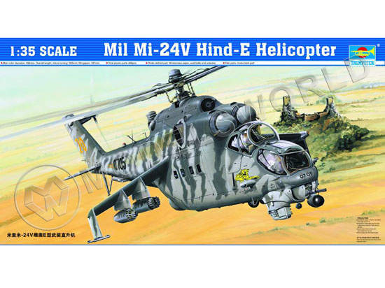 Склеиваемая пластиковая модель Mil Mi-24V Hind-E Helicopter - фото 1