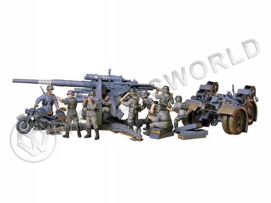 Склеиваемая пластиковая модель немецкая 88 мм пушка Gun Flak 36/37 (с 9 фигурами). Масштаб 1:35