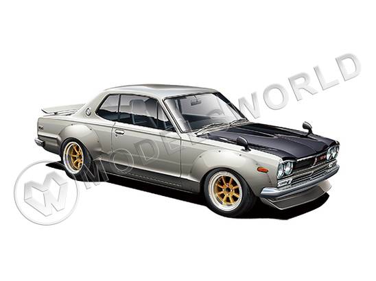 Склеиваемая пластиковая модель автомобиль Nissan Skyline 2000 GT-R (KPGC10) Full-Works. Масштаб 1:24 - фото 1