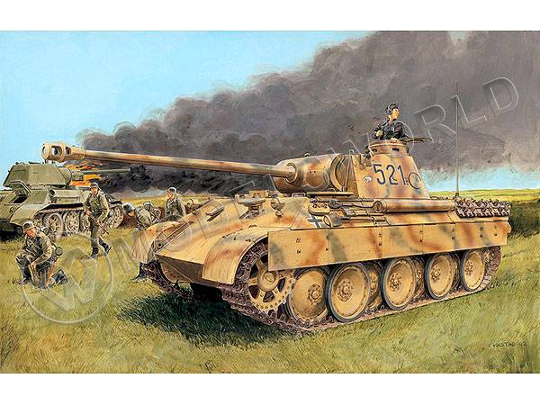 Склеиваемая пластиковая модель Немецкий танк Panther D, Курск июль 1943 г. Масштаб 1:35 - фото 1