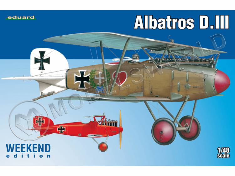 Склеиваемая пластиковая модель самолета Albatros D.III. Weekend. Масштаб 1:48 - фото 1