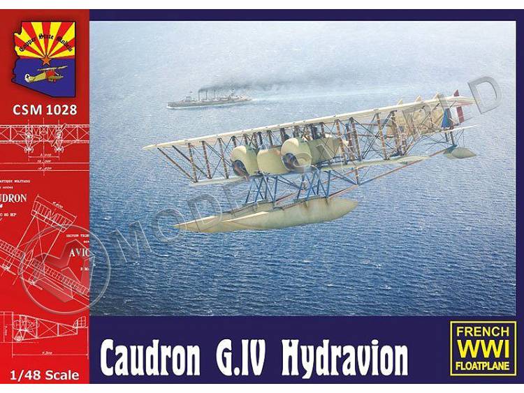 Склеиваемая пластиковая модель самолета Caudron G. IV Hydravion. Масштаб 1:48 - фото 1