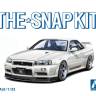 Склеиваемая пластиковая модель SNAPKIT Nissan Skyline GT-R R34 Custom Wheel (Athlete Silver). Масштаб 1:32