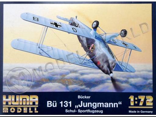 Склеиваемая пластиковая модель Bücker Bü 131 "Jungmann" Schul-Sportflugzeug. Масштаб 1:72 - фото 1